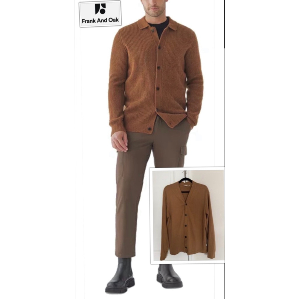 Frank and Oak Hot Professor meets Grandpacore Knit Cardigan Sweater Mens Large